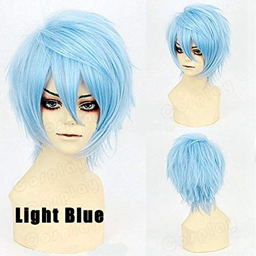 S noilite Short Cosplay Full Wig Women Mens Male Anime Fluffy Straight Synthetic Hair Wig Cool Halloween Party Costume  Light Blue S noilite Short Cosplay Full Wig Women Mens Male Anime Fluffy Straight Synthetic Hair Wig Cool Halloween Party Costume  Light Blue