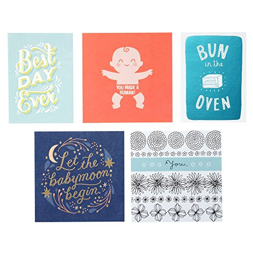 Hallmark Studio Ink Baby Card Assortment, Pregnancy Congratulations/Baby Shower/Pregnancy Support/Welcome Baby/Baby's 1st Birthday Assortment (5 cards with Envelopes)