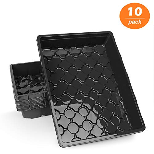 10 Pack Strong Seed Trays Durable Black Plastic Growing Trays  Without Drain Holes  for Microgreens Soil Blocks Wheatgrass Hydroponic  142inch x 108inch x 26inch   Black