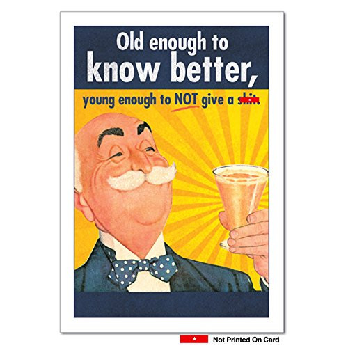 NobleWorks   Funny Retro Birthday Card with Envelope   Adult Humor Celebration Greeting   Old Enough Birthday 5411