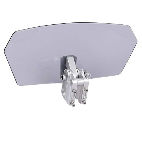 Justech Universal Motorcycle Windshield Adjustable Clip On Windshield Extension Spoiler Wind Air Deflector for Kawasaki BMW Triumph and More Motorbike Smoke