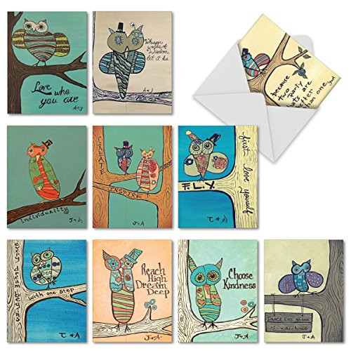 The Best Card Company   10 Boxed Cards for Kids  4 x 512 Inch    Cute Blank Cards for All Occasions   Life s A Hoot M6630OCB