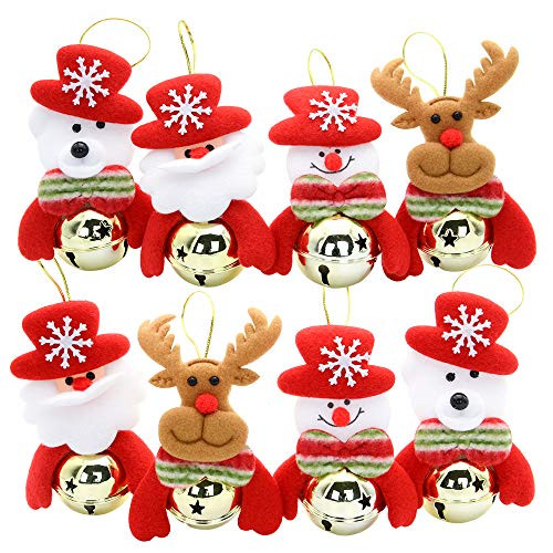 Christmas Bells Decorations Ornament for Home,Christmas Tree,Door,Festive Season Hanging Decorations 8 Pcs Tree Ornaments Snowman/Santa Claus/Bear/Elk Christmas Bells Decorations Ornament for Home,Christmas Tree,Door,Festive Season Hanging Decorations 8 Pcs Tree Ornaments Snowman/Santa Claus/Bear/Elk