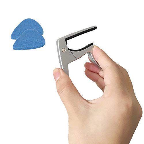 Uke Capo Heavy Duty Ukulele Capo Single handed Use Uke Capo Trigger Capo for Soprano Concert Tenor Baritone Ukulele  Silver