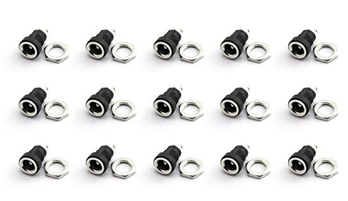 TOTOT 15 Pack 55mm x 21mm DC Power Jack Panel Mount Screw Nut DC Socket Electrical Plug