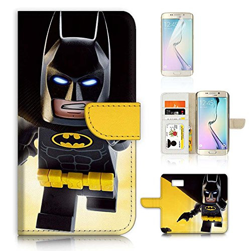 (for Samsung S7 Edge) Flip Case Wallet Cover with Screen Protector - US B30033 - Batman Super Hero B30033
