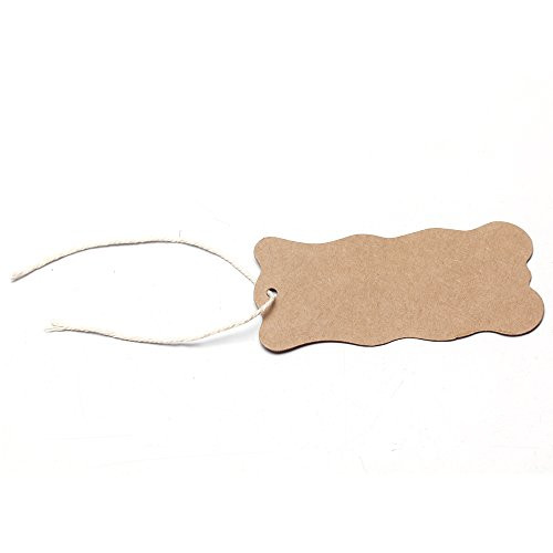 EMeskymall 100Pcs Kraft Paper Hang Tag Label For Gifts Crafts Price Tags Wavy Tag