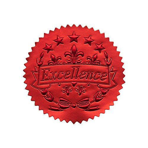 96 Award Stickers - Red Certificate Seals, Excellence Star Stickers for Award Certificates