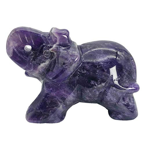 Fekuar Hand Carved Amethyst Quartz Stone Elephant Statue Healing Crystal Animal Figurine Carfts Collectible Decor 2 Inches Fekuar Hand Carved Amethyst Quartz Stone Elephant Statue Healing Crystal Animal Figurine Carfts Collectible Decor 2 Inches