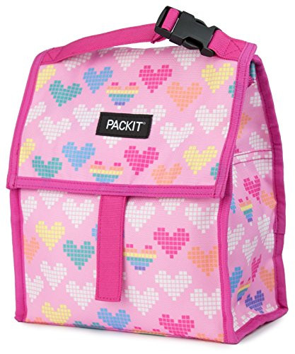 PackIt Freezable Lunch Bag with Zip Closure Pixel Hearts
