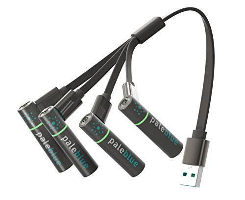 Rechargeable AAA Batteries with USB Charger by Pale Blue Lithium Ion 15v 450 mAh Charges Under 1 Hour Over 1000 Cycles 4 in 1 USB to Micro USB Charging Cable LED Charge Indicator 4 Pack Rechargeable AAA Batteries with USB Charger by Pale Blue Lithium Ion 15v 450 mAh Charges Under 1 Hour Over 1000 Cycles 4 in 1 USB to Micro USB Charging Cable LED Charge Indicator 4 Pack