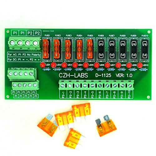 Electronics Salon Panel Mount 10 Position Power Distribution Fuse Module Board For AC DC 5~32V