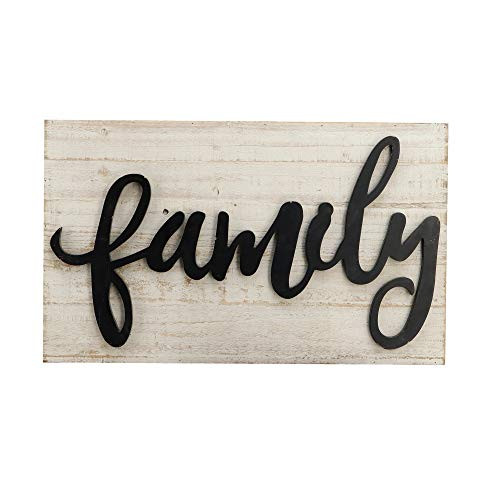 Paris Loft Family Wood Signs for Home Decor Rustic Farmhouse Family Decor White Washed Finishing Background and 3D Black Lettering