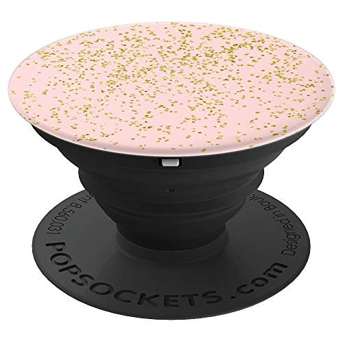 Pastel Pink PopSocket Gold Pattern Polka Dot Blush Rose Pink PopSockets Grip and Stand for Phones and Tablets