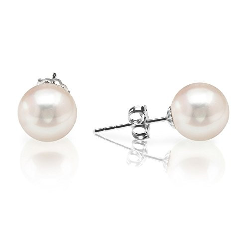 PAVOI Sterling Silver Round Stud Freshwater Cultured Pearl Earrings   8mm Handpicked AAA  Quality
