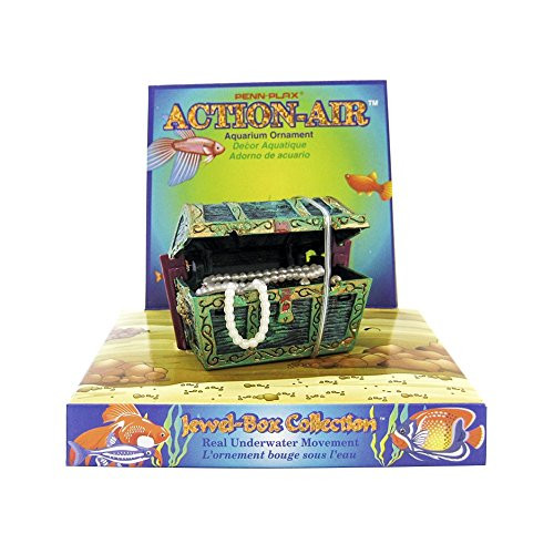 Penn Plax Aerating Action Ornament Treasure Chest   Opens and Closes   Mini