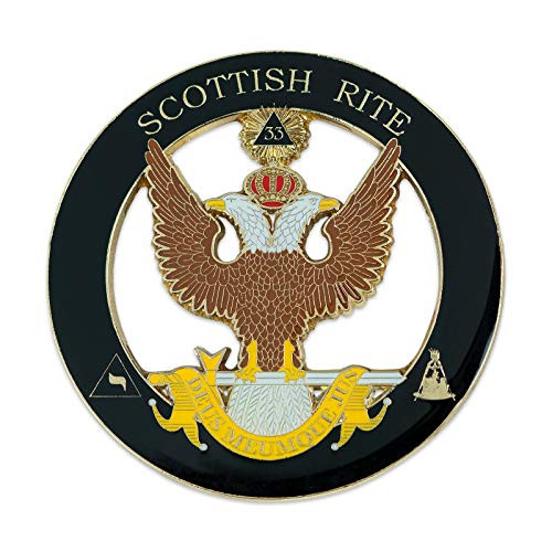 33rd Degree Double Headed Eagle Scottish Rite Round Masonic Auto Emblem Black Gold 3 Diameter 33rd Degree Double Headed Eagle Scottish Rite Round Masonic Auto Emblem Black Gold 3 Diameter