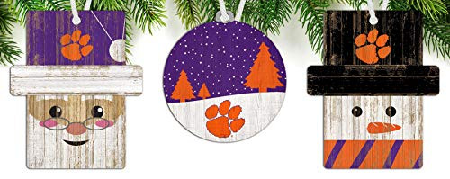 FC NCAA Clemson Tigers 3 Pc Wood Ornament Set
