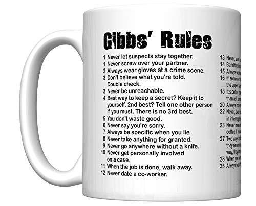 NCIS 2020 Gibbs  Rules Coffee Mug With Distressed Title  Newest Edition   GRD