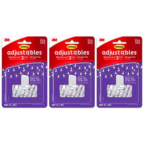 Command Hooks Bundle ~ 42 Pcs Bulk Command Adjustables Repositionable Clips with Reusable Strips Holds 5 lbs