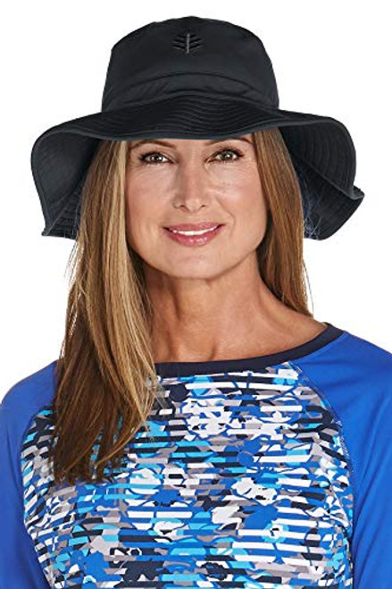 Coolibar UPF 50  Women s Brighton Chlorine Resistant Bucket Hat   Sun Protective  Small Medium  Black