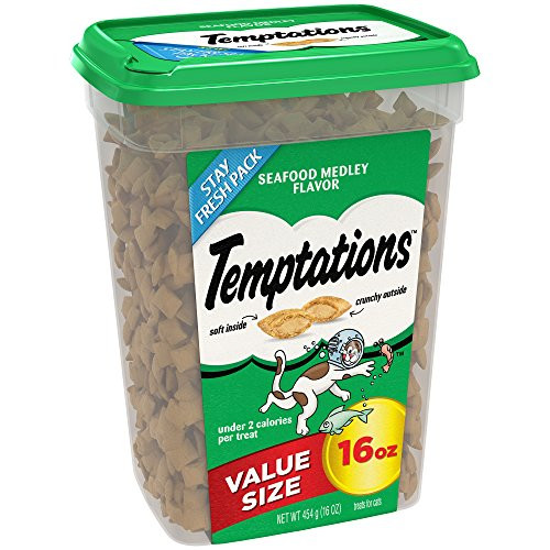 Temptations Classic Cat Treats Seafood Medley Flavor 16 Oz Tub