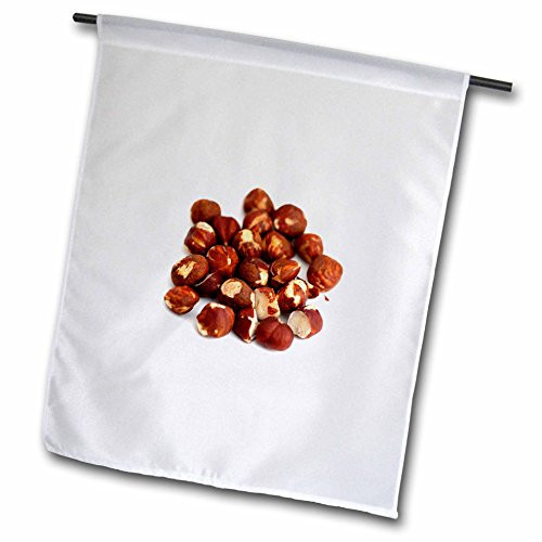 3dRose fl 200215 1 Pile of Brown Hazelnuts On White Background Garden Flag 12 x 18