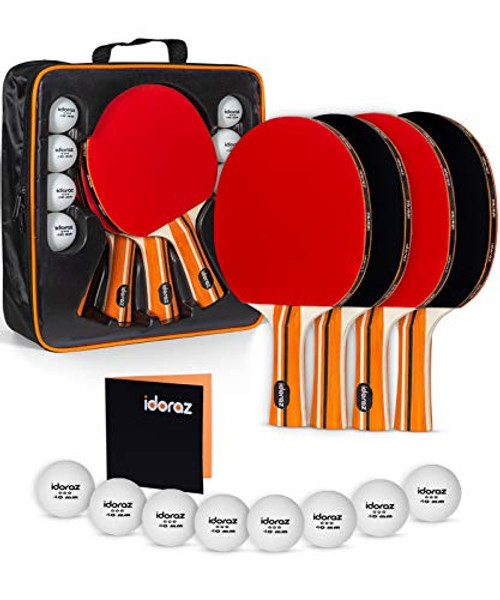 Idoraz Ping Pong Paddles Set of 4   Table Tennis Set   Ping Pong Paddle Set   Ping Pong Paddles and Balls