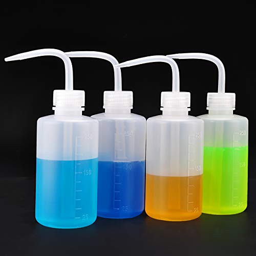 4 Count Wash Bottle 250ml 8oz Medical Squeeze Bottle LDPE No Leaking Safety Reusable Awesome for Watering Plants and Washing Lab Ware by Valchoose