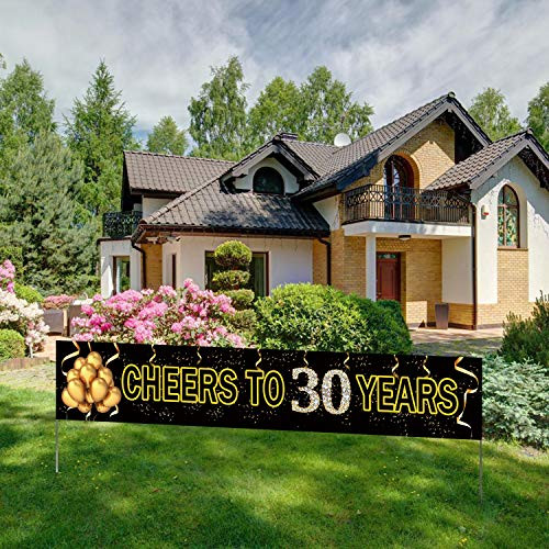 Large Cheers to 30 Years Banner Black Gold 30 Anniversary Party Sign 30th Happy Birthday Banner 98feet X 16feet Large Cheers to 30 Years Banner Black Gold 30 Anniversary Party Sign 30th Happy Birthday Banner 98feet X 16feet