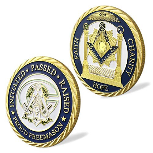 Gold Plated Commemorative Coin Master Mason Symbol Proud Freemason Challenge Coin