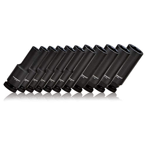 Powerbuilt 647049 1 2  Drive 6 Pt SAE Deep Impact Socket Set 11 Pieces