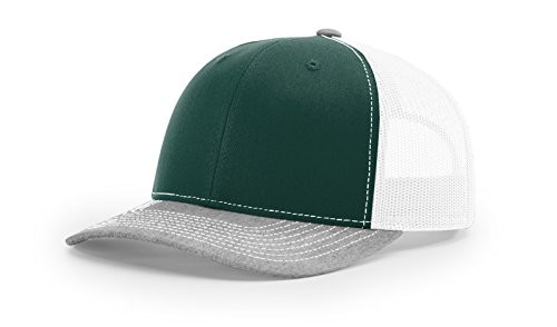 Richardson   Snapback Trucker Cap   112   Adjustable   Dark Green White  Heather Grey