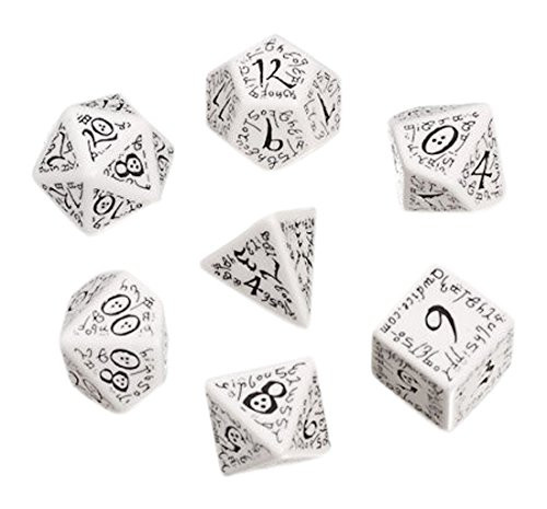 Q Workshop Elvish Dice White/Black (7) Board Game