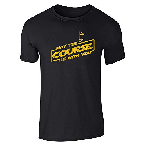 Pop Threads May The Course Be with You Funny Golfing Golfer Black L Graphic Tee T Shirt for Men