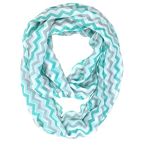Tapp C Vertical Chevron Sheer Infinity Scarf   Teal Grey White