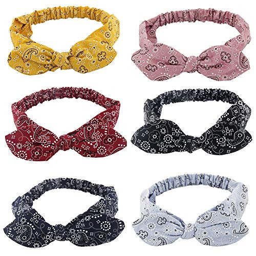 Carede Boho Headbands for Women Paisley Bandana headband with Knotted Bow Headbands Rabbit Ears Headband Turban Headwraps Hair BandPack of 6 Carede Boho Headbands for Women Paisley Bandana headband with Knotted Bow Headbands Rabbit Ears Headband Turban Headwraps Hair BandPack of 6