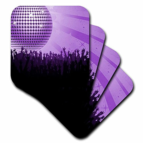 3dRose CST 78480 2 Pretty Purple Disco Ball with Hands Soft Coasters Set of 8