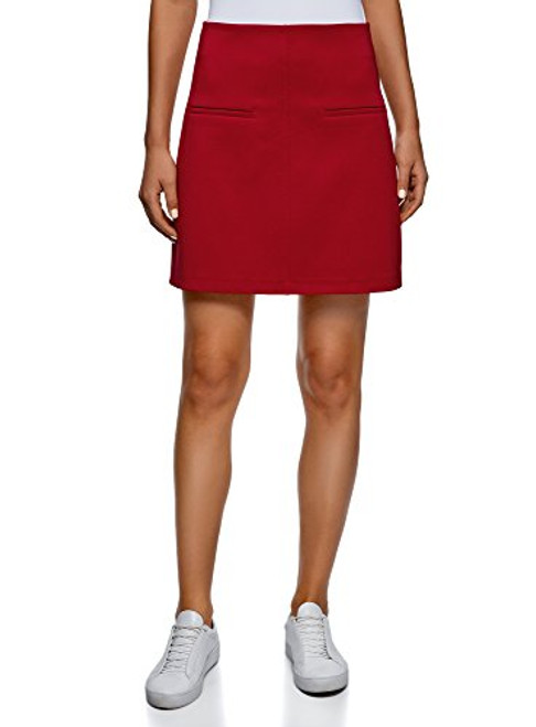 oodji Ultra Women s Trapeze Skirt with Decorative Pockets Red 2