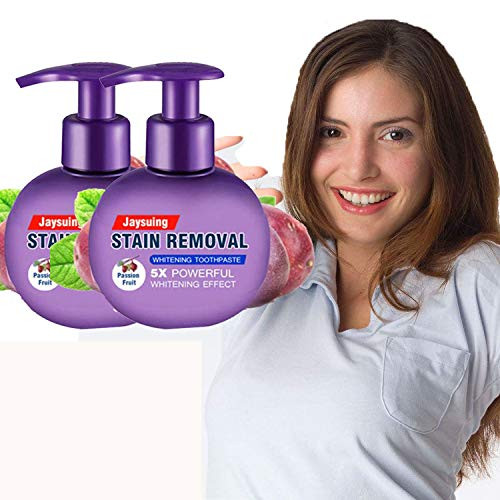 2Pcs intensive Stain Removal Gel Toothpaste Strengthening Whitening Fight Sensitive Bleeding Gums White Toothpaste Fresh Breath Oral Hygiene Care Anti Cavity Passion Fruit 2Pcs intensive Stain Removal Gel Toothpaste Strengthening Whitening Fight Sensitive Bleeding Gums White Toothpaste Fresh Breath Oral Hygiene Care Anti Cavity Passion Fruit