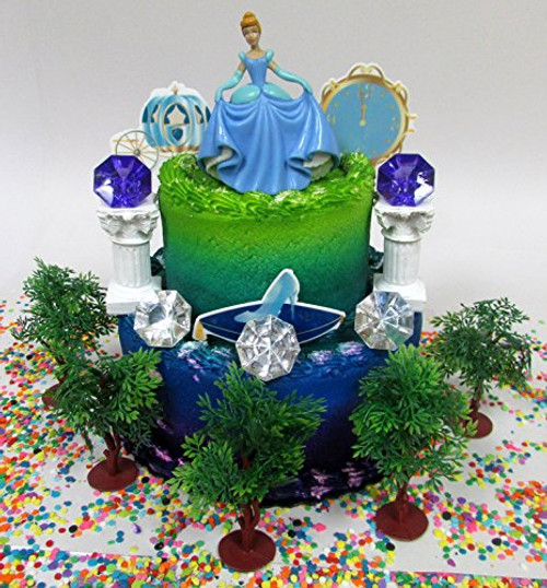 Cake Toppers Princess Cinderella Birthday Set Featuring Cinderella Figure and Decorative Themed Accessories