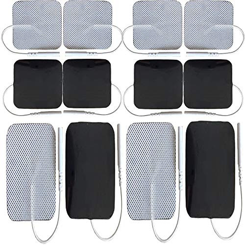 Progoo TENS Unit Electrodes Pads 16pcs Self Adhesive Replacement Electrode   Reusable Electrode Patches for TENS EMS Muscle Stimulation Electrotherapy  16 x32  Large Rectangular 2 X2  Square