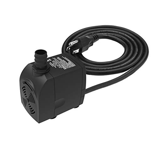 Submersible Water Pump 61ft Power Cord 450GPH Ultra Quiet Pump with Dry Burning Protection for Fountains Hydroponics Ponds Statuary Aquariums   More 