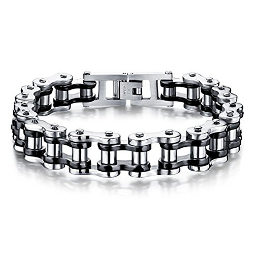 Feraco Mens Bikers Bracelet Stainless Steel Motorcycle Bike Chain Bracelets 84 Inch Black Silver Feraco Mens Bikers Bracelet Stainless Steel Motorcycle Bike Chain Bracelets 84 Inch Black Silver