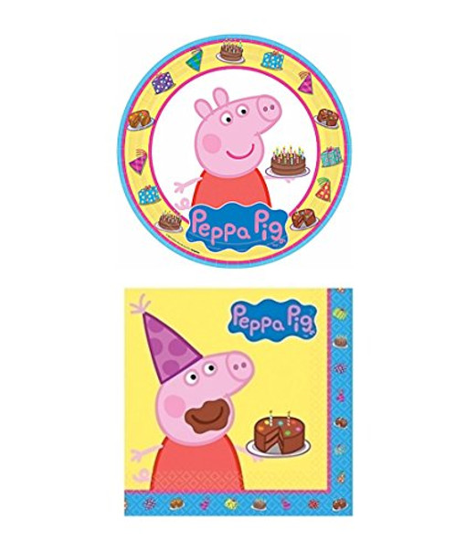 BirthdayExpress Peppa Pig Girls Childrens Party Supplies Lunch Plates and Napkins Pack - 8 Guests BirthdayExpress Peppa Pig Girls Childrens Party Supplies Lunch Plates and Napkins Pack - 8 Guests