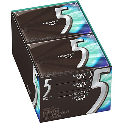 5 GUM React Mint Sugar Free Chewing Gum 15 pieces  10 pack