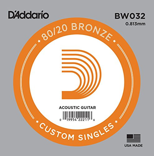 D Addario BW032 Bronze Wound Acoustic Guitar Single String 032