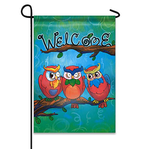 Welcome Colorful Owls 12.5"x18" Garden Flag - Double Sided Decorative Outdoor Flag