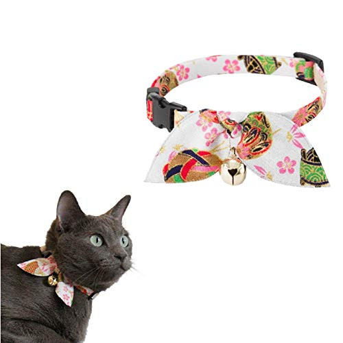 Necoichi Kimono Ribbon Cat Collar White