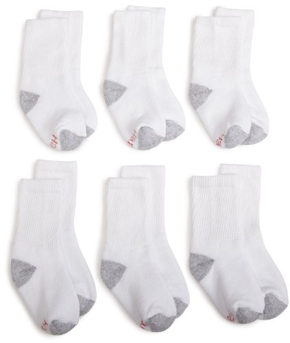 Hanes Ultimate Boys  6 Pack Crew Socks White